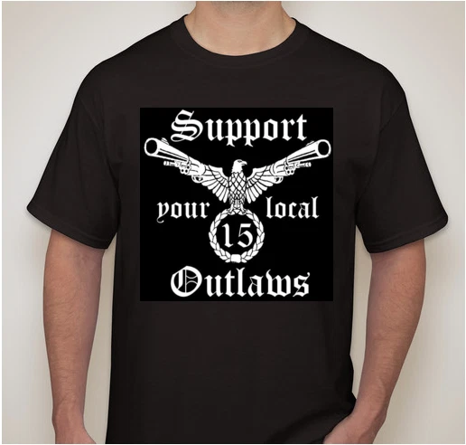 WW2 German Eagle with Guns Support your local outlaws 15 T shirt