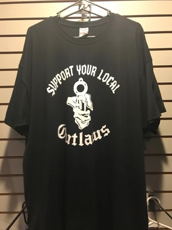 s-l1600 Support your local outlaws T shirt Skeleton hand with Gun SYLO