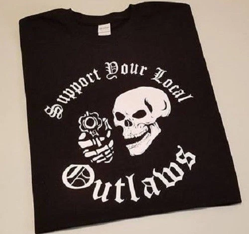 Support your local outlaws T shirt Skull 15 with guns