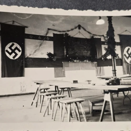SA Stormtroopers Room w Swastika Flags Banners SA Logos WW2 German Photo