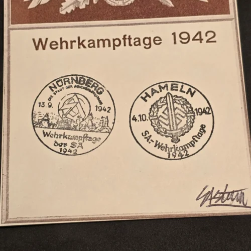 SA Stormtroopers Swastika Eagle Postcard W SA Special Cancels WW2 Nazi German Third Reich Postal