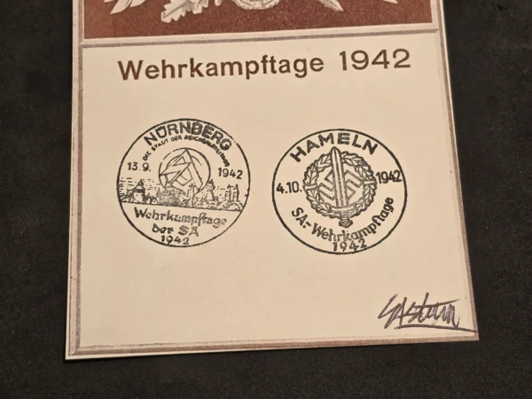 SA Stormtroopers Swastika Eagle Postcard W SA Special Cancels WW2 Nazi German Third Reich Postal