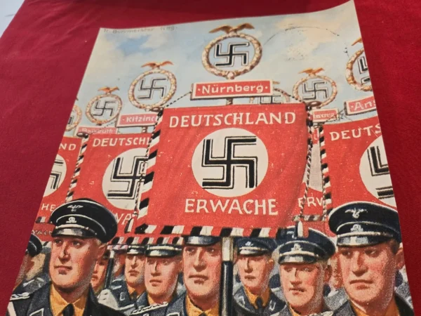 ss-nsdap-reichsparteitag-nurnberg-march-w-deutschland-erwache-standard-flags-banners-ww2-g-02-0dfa1e24 SS NSDAP Reichsparteitag Nurnberg March w Deutschland Erwache Standard Flags Banners WW2 German Third Reich Poster