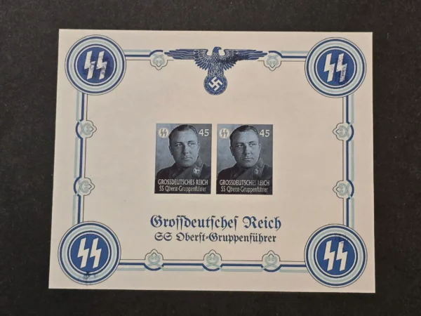 SS Oberstgruppenfuhrer Martin Borman Third Reich WW2 Nazi German Souvenir Stamp Sheet