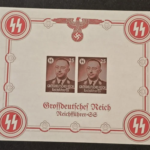 SS Reichsfuhrer Heinrich Himmler Third Reich WW2 Nazi German Souvenir Stamp Sheet