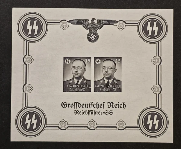 SS Reichsfuhrer Heinrich Himmler Third Reich WW2 Nazi German Souvenir Stamp Sheet