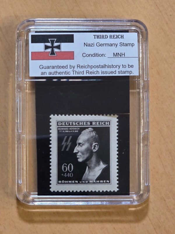st.jpg REINHARD HEYDRICH SS DEATH MASK Third Reich Nazi German NSDAP Stamp WW2 WWII