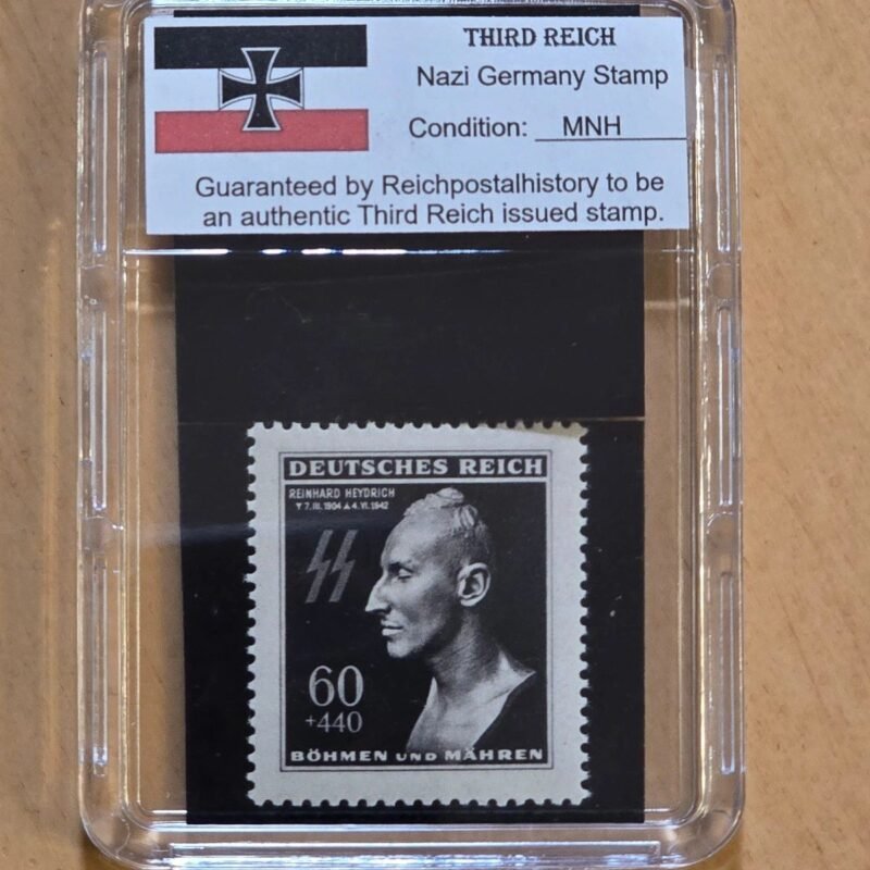st.jpg REINHARD HEYDRICH SS DEATH MASK Third Reich Nazi German NSDAP Stamp WW2 WWII