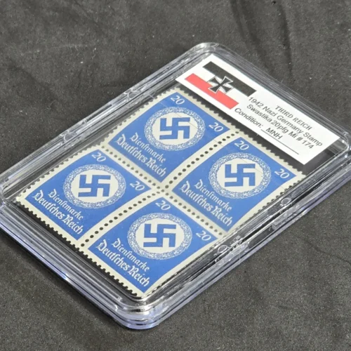 SWASTIKA OFFICIALS Stamps Block x 4 w Hard Slab Case WW2 Nazi German Third Reich NSDAP Government Use Postage 20pf