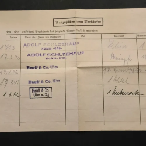 Third Reich WWII German Certificate for Purchase of Mourning Clothes 1942 Document