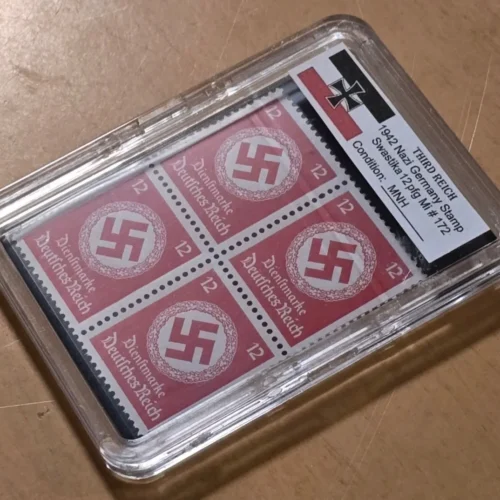 Third Reich WWII Nazi German NSDAP Swastika Stamp Block NSDAP MNH w Slab Case