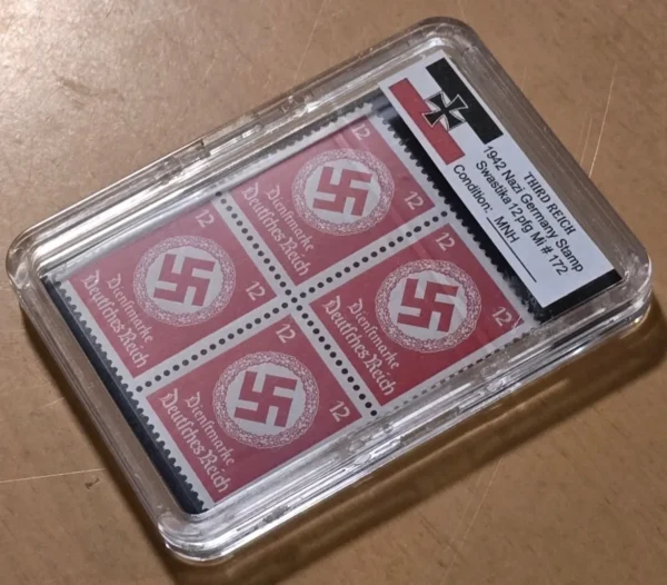 Third Reich WWII Nazi German NSDAP Swastika Stamp Block NSDAP MNH w Slab Case