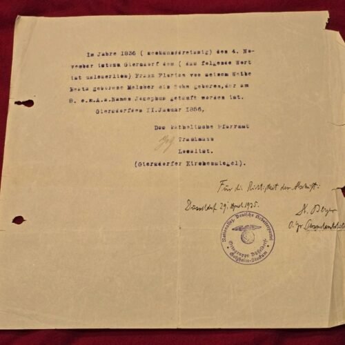 tr1-cbfe70b.jpg PAPERS PLEASE! 1935 Nazi German NSDAP Party-Affiliated Document with Swastika Seal Berlin Genealogy
