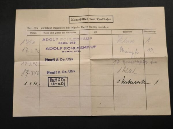 tr3-5122831.jpg Third Reich WWII German Certificate for Purchase of Mourning Clothes 1942 Document