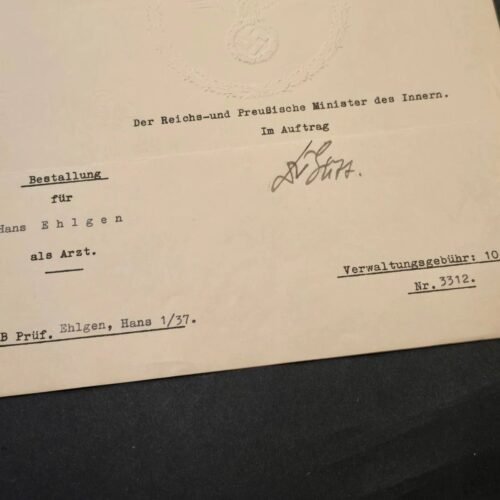 tr4-2398894.jpg 1937 German Third Reich Doctors Certificate Physician Document Berlin Embossed swastika Eagle Stamp