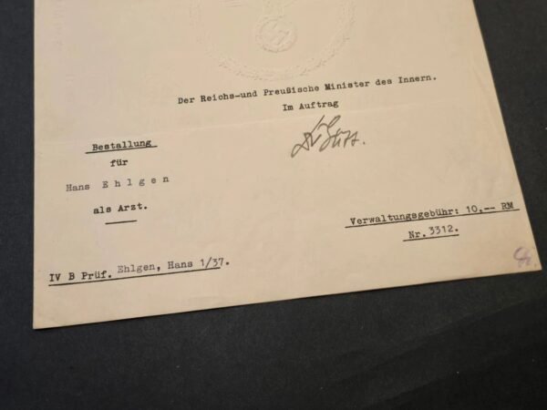 tr4-2398894.jpg 1937 German Third Reich Doctors Certificate Physician Document Berlin Embossed swastika Eagle Stamp