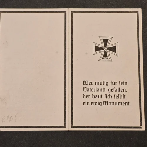 Very Rare WW2 German 1944 SS-Jäger Franz Em 18 Y/O Soldier SS Death Card Northern Front