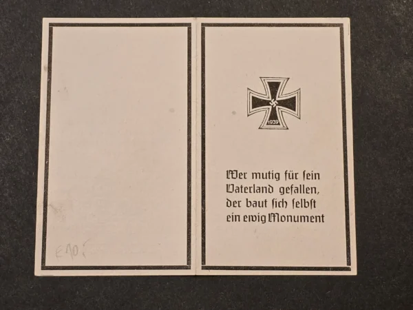 Very Rare WW2 German 1944 SS-Jäger Franz Em 18 Y/O Soldier SS Death Card Northern Front