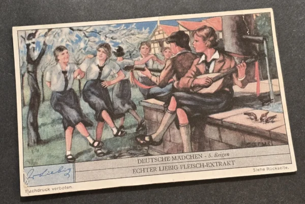 Vintage German HJ Hitler Youth BDM Girls Jugend Cards Lot of 5 – Deutsches Mädchen Hiking Camp Scenes