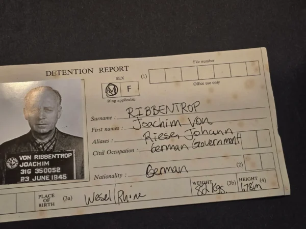 vintage-joachim-von-ribbentrop-detention-report-nuremberg-mugshot-photo-sheet-wwii-german-03-768dfa76 Vintage Joachim von Ribbentrop Detention Report Nuremberg Mugshot Photo Sheet WWII German Document