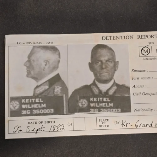 Vintage Wilhelm Keitel Detention Report Nuremberg Mugshot Photo Sheet WWII German Document