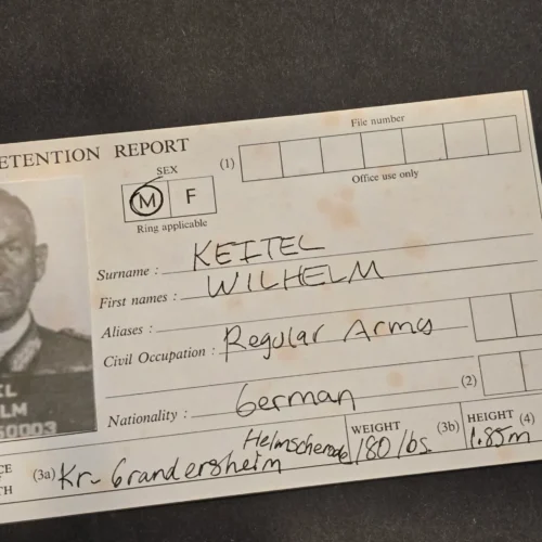 Vintage Wilhelm Keitel Detention Report Nuremberg Mugshot Photo Sheet WWII German Document