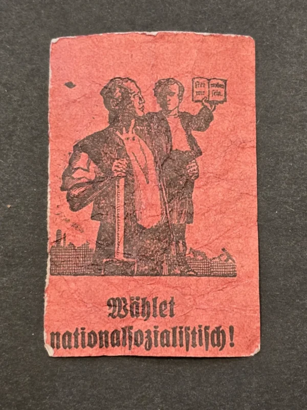 Vote National Socialist! WW2 German NSDAP Third Reich Voting leaflet Pamphlet