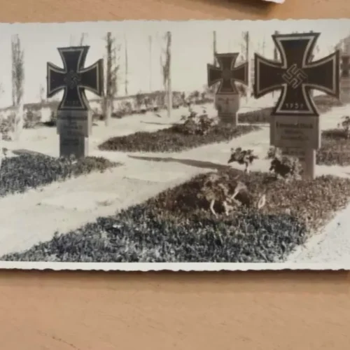 WW2 German Afrika Korps Soldiers KIA Cemetery w Iron Cross Swastika Graves Photo lot
