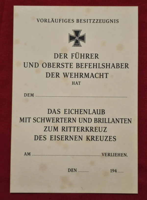 WW2 German HANS ULRICH UDEL GOLD OAK LEAVES w SWORDS & DIAMONDS Boxed Collection