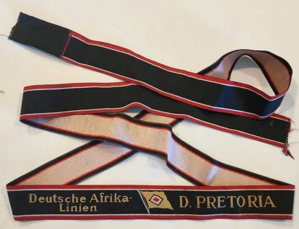 WW2 German Kriegsmarine KdF Deutsche Afrika-Linien D. PRETORIA Cap Tally Ribbon