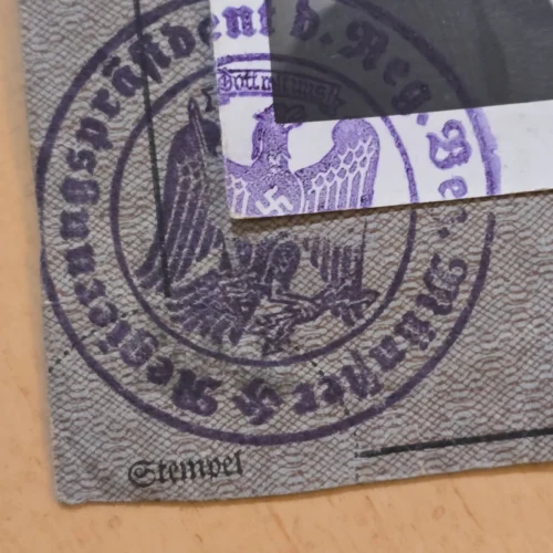 WW2 German Mens Photo ID w Swastika Eagle Ink Stamp ID Book Cutout