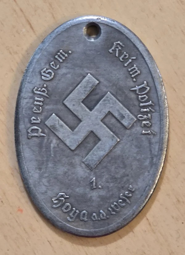 WW2 German Third Reich Silver Prussian Gestapo Warrant Disc Badge Secret Police