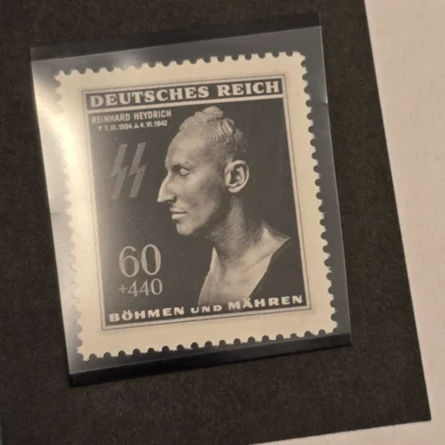 ww2-nazi-german-bohmen-mahren-czech-ss-reinhard-heydrich-death-mask-stamp-w-card-2-02-e6041ff7 WW2 Nazi German SS Reinhard Heydrich Death Mask Stamp w Memorial Card