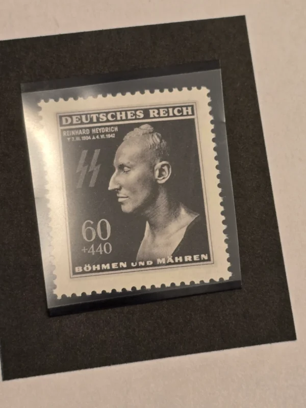 ww2-nazi-german-bohmen-mahren-czech-ss-reinhard-heydrich-death-mask-stamp-w-card-2-02-e6041ff7 WW2 Nazi German SS Reinhard Heydrich Death Mask Stamp w Memorial Card