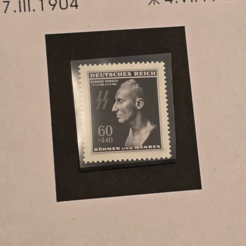 ww2-nazi-german-bohmen-mahren-czech-ss-reinhard-heydrich-death-mask-stamp-w-card-2-03-93dbe611 WW2 Nazi German SS Reinhard Heydrich Death Mask Stamp w Memorial Card