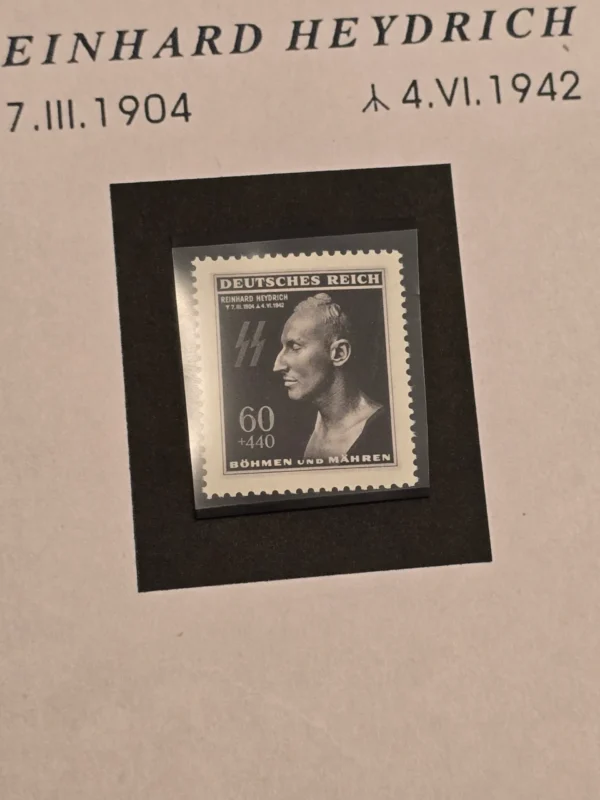 ww2-nazi-german-bohmen-mahren-czech-ss-reinhard-heydrich-death-mask-stamp-w-card-2-03-93dbe611 WW2 Nazi German SS Reinhard Heydrich Death Mask Stamp w Memorial Card