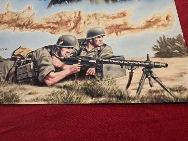 WW2 Nazi German Paratrooper Fallschirmjäger Poster Airborne Soldier MG Team Art