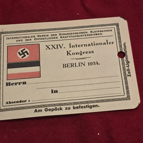 ww2-nazi-german-swastika-flag-luggage-tags-internationaler-kongress-berlin-1934-03-9614a597 WW2 Nazi German Swastika Flag Luggage Tags Internationaler Kongress Berlin 1934