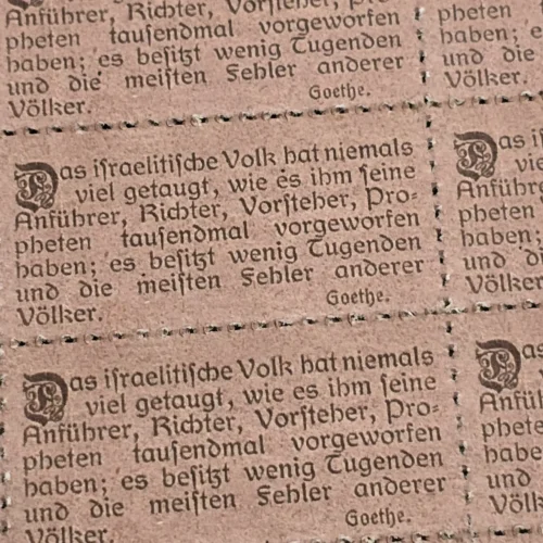 WW2 Nazi German Third Reich Anti-Semitic Jewish Propaganda Stamp Sheet of 60 w Goethe quote
