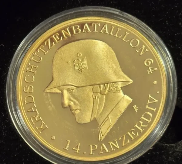 WW2 Nazi German Third Reich Boxed 24K Gold Plated Panzer Medallion High Quality Die Struck Medal