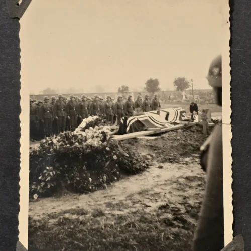 WW2 Nazi German Third Reich Funeral Ceremony Photo Flag Draped Grave Military Scene