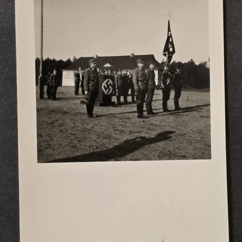 WW2 Nazi German Third Reich RAD Ceremony Photo Standarte Flag Bearers Formation Scene