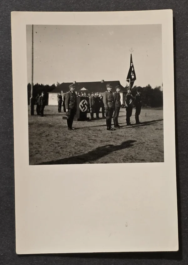 WW2 Nazi German Third Reich RAD Ceremony Photo Standarte Flag Bearers Formation Scene