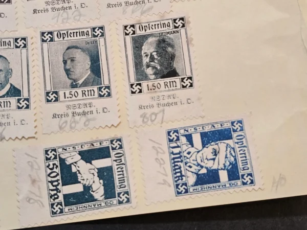 WW2 Nazi German Third Reich Veterans Org Wounded Soldiers Charity Stamps w board