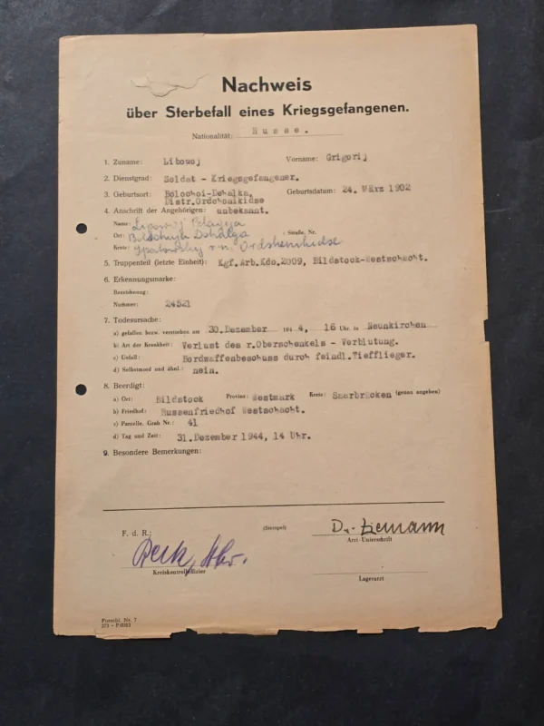 ww2-russian-pow-kia-killed-luftwaffe-machine-gun-fire-death-certificate-document-03-f96f8594 WW2 Russian POW KIA Killed Luftwaffe Machine Gun Fire Death certificate Document