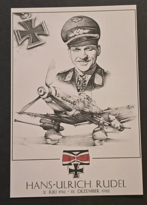 WW2 WWII German Luftwaffe Hero Hans Ulrich Udel Commemorative Postcard Memorial Card lot x 2
