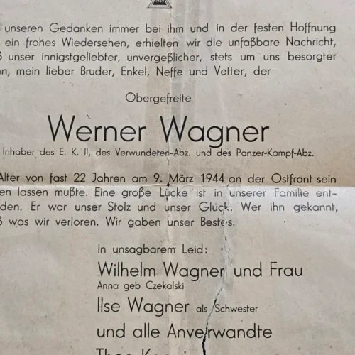 wwii-german-fallen-soldier-kia-eastern-front-death-notice-werner-wagner-ek2-panzer-badge-1-02-6a98a146 WWII German Fallen Soldier KIA Eastern Front Death Notice Werner Wagner EK2 Panzer Badge 1944