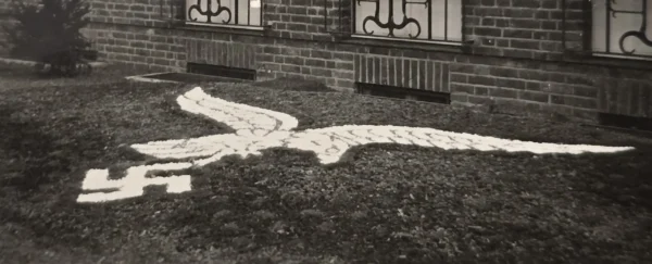WWII German Luftwaffe Barracks Photograph Munster Swastika Eagle Lawn Display