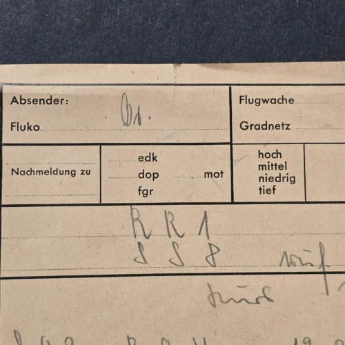 WWII German Luftwaffe Flugwache Enemy Aircraft Observation Report Document 1941