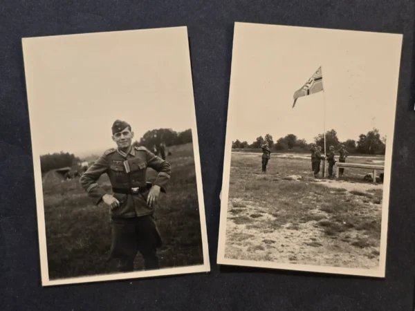 WWII German Soldier Photo lot x 12 Camp Training Flag Swastika Memorial Ceremony Photo Lot